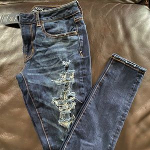 American Eagle Distressed Dark Wash Skinny Jeans